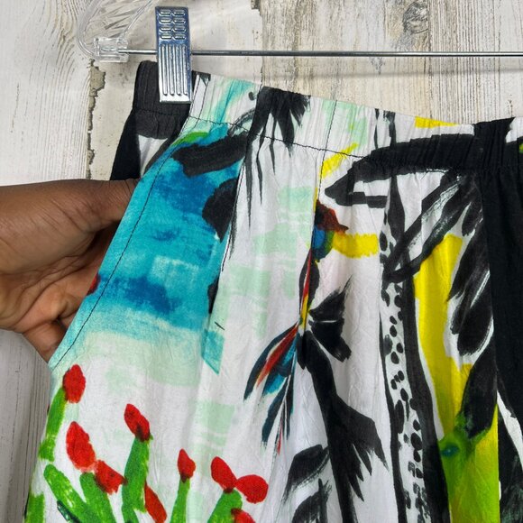 Jams World Parrot Cove Hawaiian Floral Wide Leg Cropped Pants Womens Size Large - Picture 9 of 14